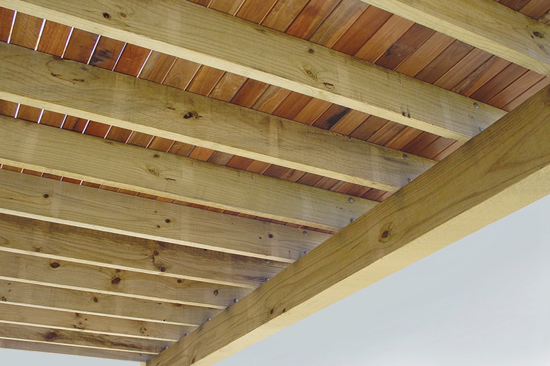 a deck with spacing of joists