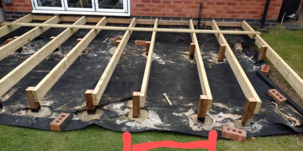 a deck being built