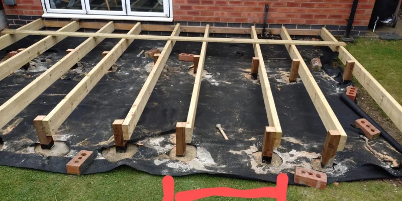 a deck being built